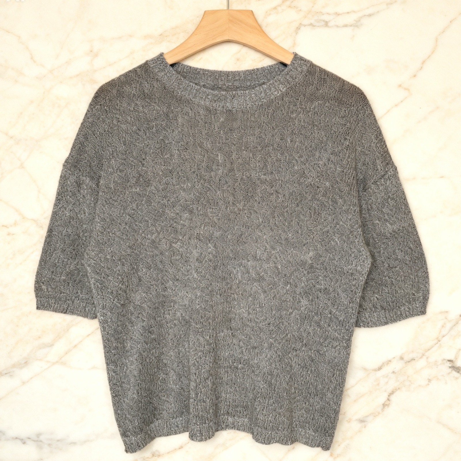 Ms Didion Japanese Brand Mens Flax Linen Short Sleeve Sweater Minimalist Medium